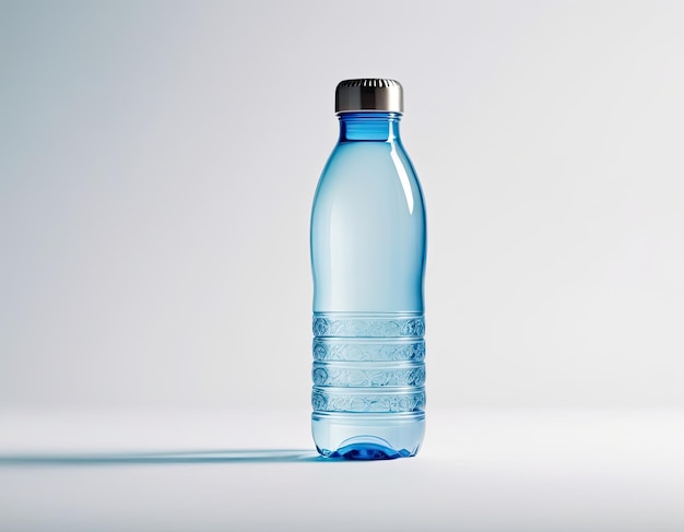 Modelo de botella de agua atractivo y profesional sobre un fondo blanco limpio