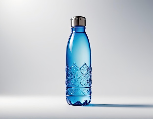 Modelo de botella de agua atractivo y profesional sobre un fondo blanco limpio
