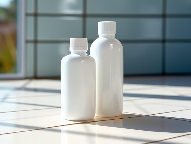 Foto modelo de botella de cosméticos transparente blanco