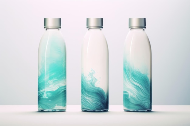 Foto modelo de botella deportiva reutilizable de bebida isotónica de vitaminas refrescante concepto de envase ecológico