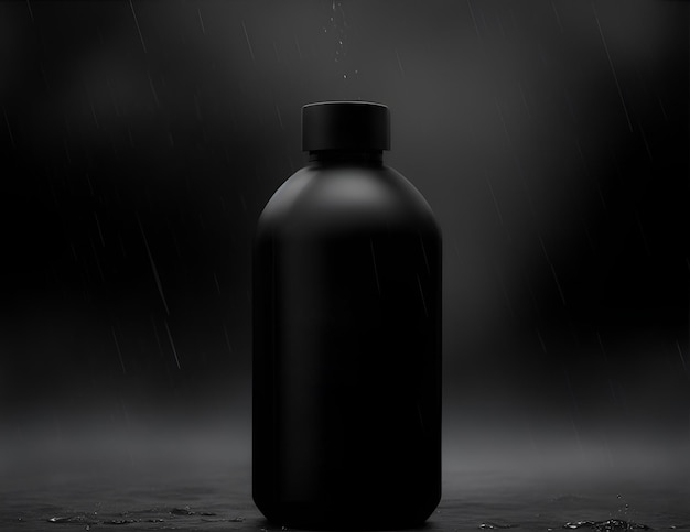 Foto modelo de botella negra sencilla para la publicidad de productos necesidades de ia generadas