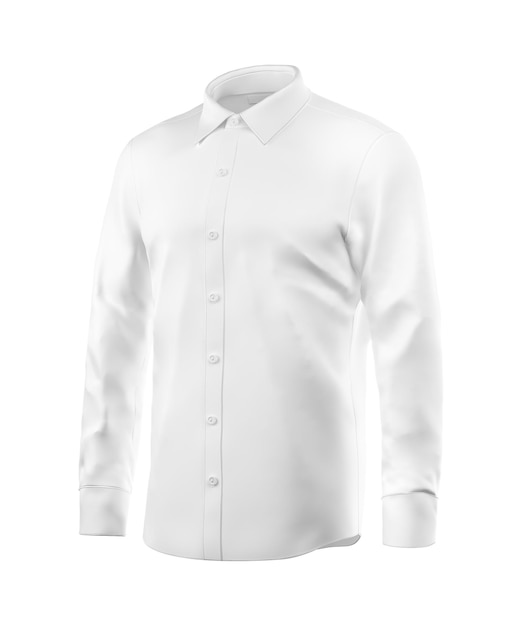 Modelo branco de manga comprida em branco da camiseta isolado em um fundo branco