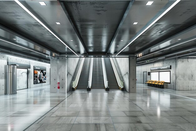 Foto modelo branco de quadro publicitário de uma estação de metrô