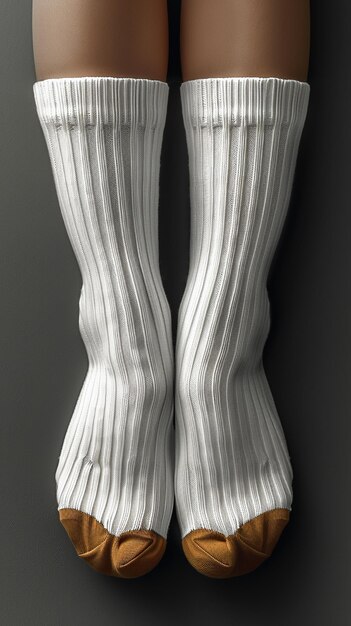 Foto modelo de calcetín blanco estirado y plegado para moda y venta al por menor