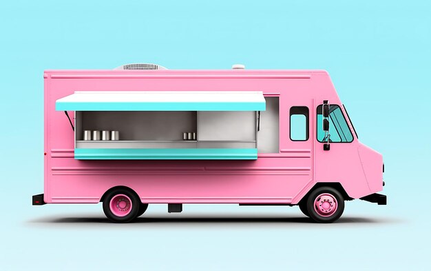 Foto modelo de camión de comida con espacio de copia para el concepto de carrito de comida texy