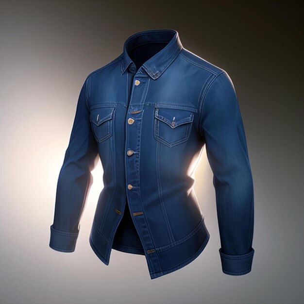 Foto modelo de camisa jean utilizado para ideas de juegos o diseño de moda.