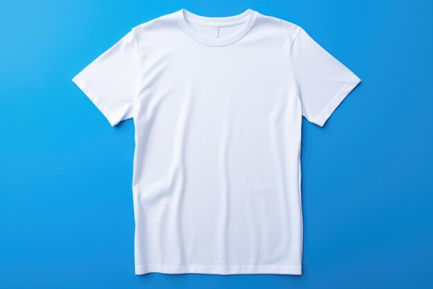 Foto modelo de camiseta de algodón blanco sobre fondo azul ai generativo