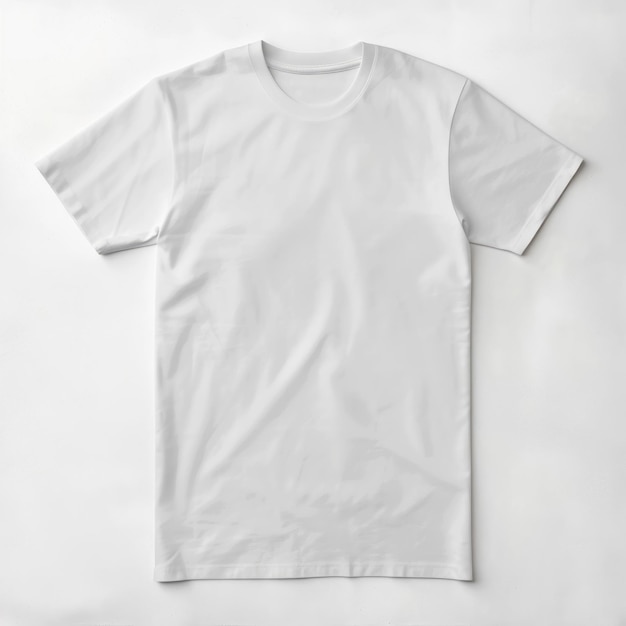Modelo de camiseta blanca en blanco sobre fondo blanco para impresión y publicidad