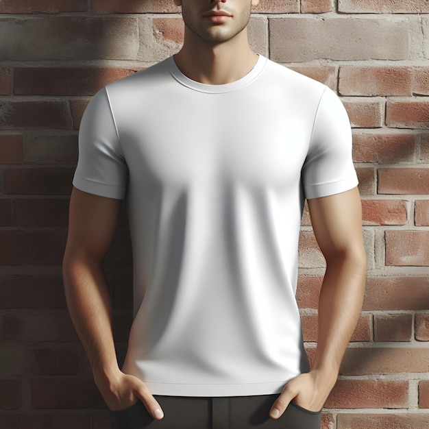 Modelo de camiseta blanca limpia y clásica para sus diseños atemporales