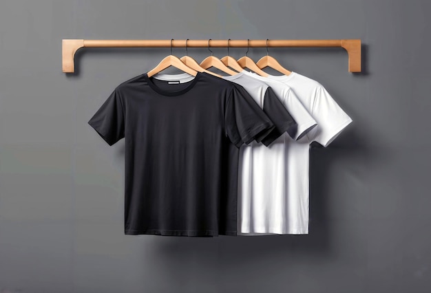 Modelo de camiseta con fondo plano en blanco y negro