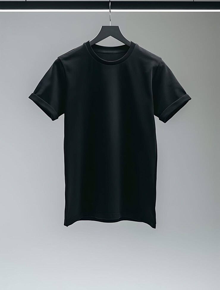 Modelo de camiseta negra premium de alta calidad para marca y diseño