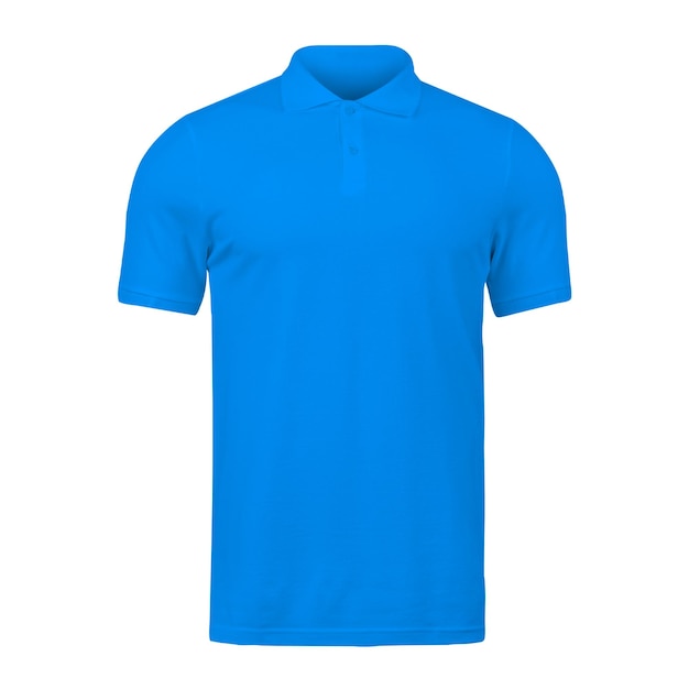 Modelo de camiseta de polo de color azul brillante y realista