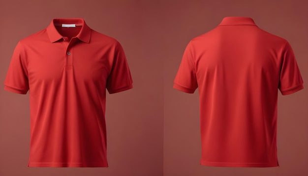 Foto modelo de camiseta de polo roja delantero y trasero 4