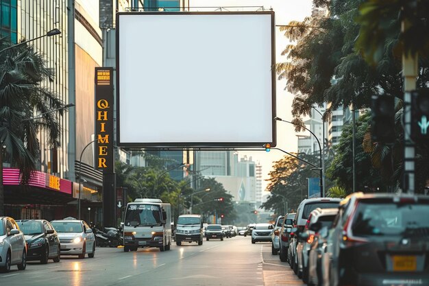 Modelo de cartel publicitario en blanco en el concepto de publicidad callejera ocupada