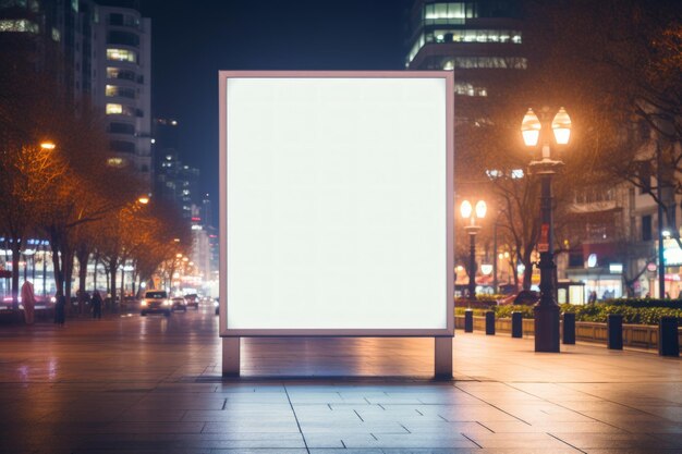 Modelo de cartel publicitario en blanco fuera del centro comercial