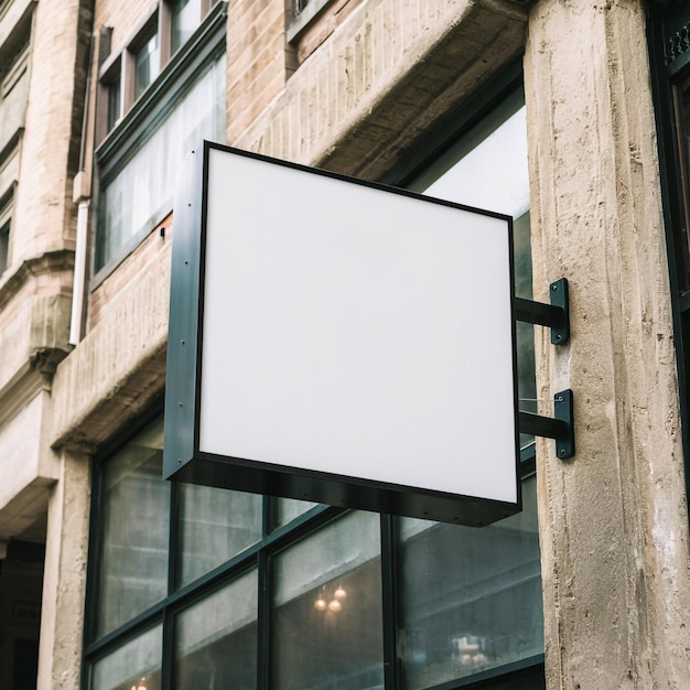 Modelo de cartel vacío en el edificio para la presentación del logotipo con espacio de copia