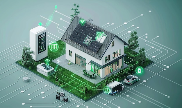 un modelo de una casa inteligente ecológica