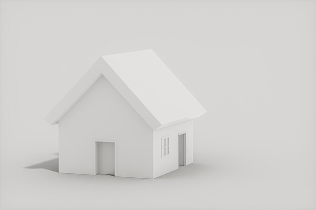 Foto modelo de casa pequeña blanca con representación 3d de fondo blanco