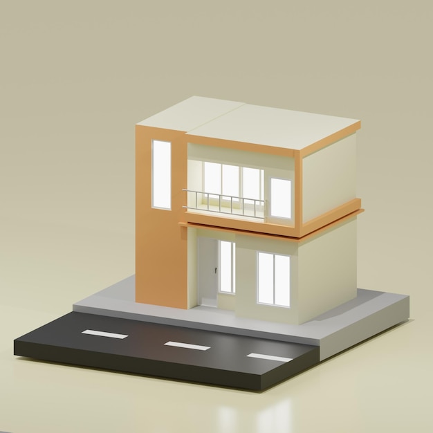 un modelo de una casa con una señal de tráfico que dice "la palabra"