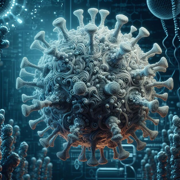 Modelo de células de virus ilustración médica de primer plano