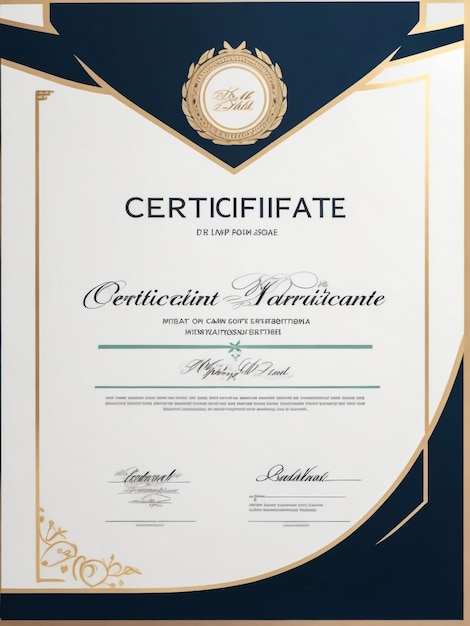 Modelo de certificado azul y blanco moderno