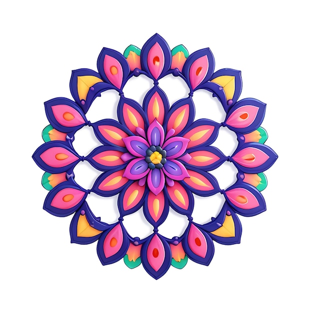 Modelo circular de flor de mandala con color abstracto con fondo blanco generativo ai