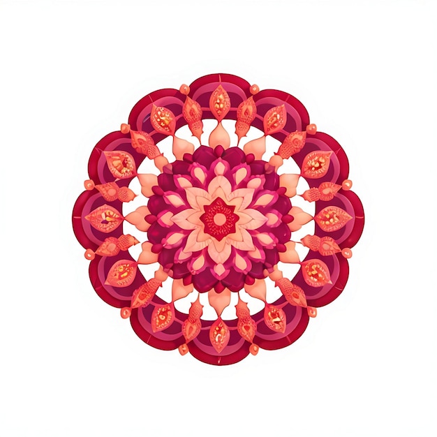 Modelo circular de flor de mandala con color abstracto con fondo blanco generativo ai