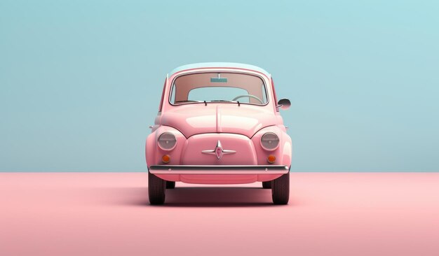 Modelo de coche de juguete retro en fondo de melocotón rosa coche en miniatura con espacio de copia