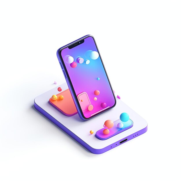 Foto modelo colorido 3d de um telefone inteligente