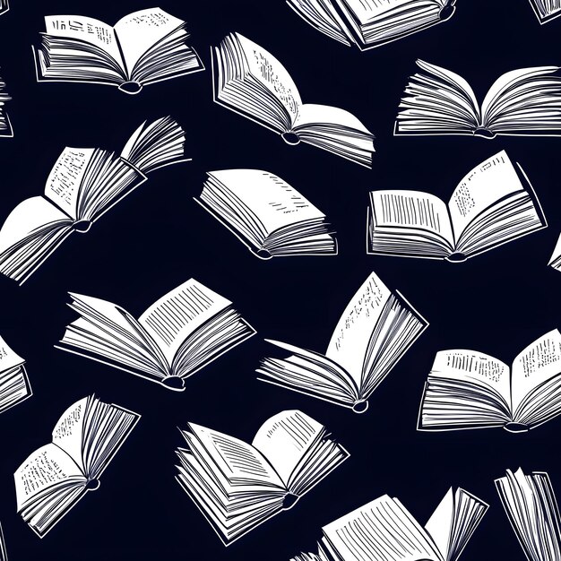 Modelo colorido de libros abiertos con texto en un fondo oscuro