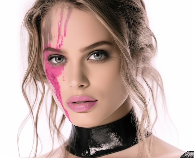 Modelo com fotografia de pintura facial para capa de revista