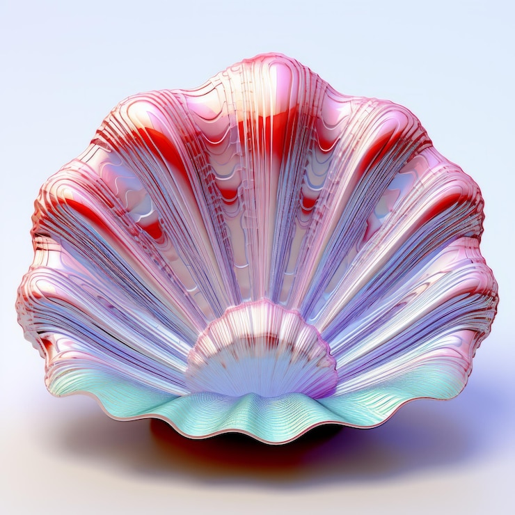 Foto modelo de concha barroca tropical de colores en 3d