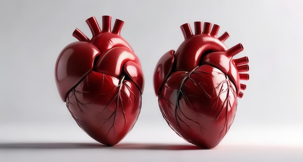 Modelo de corazón en 3D de color rojo vivo