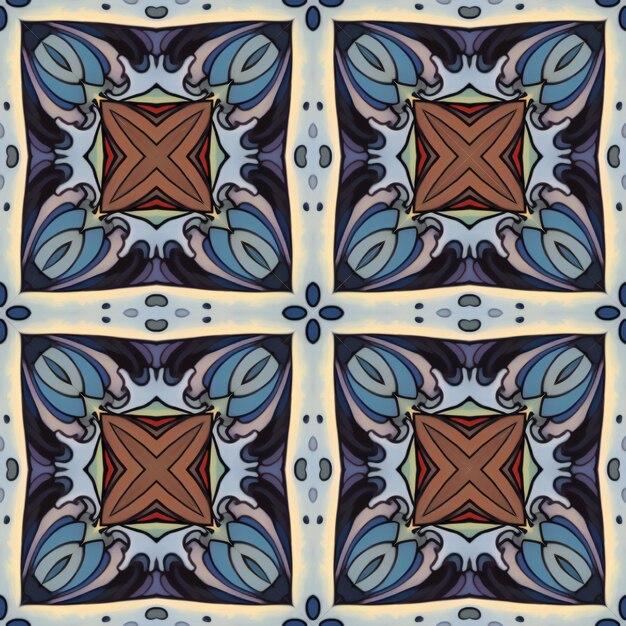 Foto modelo sin costuras azulejos ornamentado patrón geométrico y fondo de colores abstractos