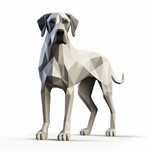 Modelo cubista facetado de Dogue Alemão em fundo branco