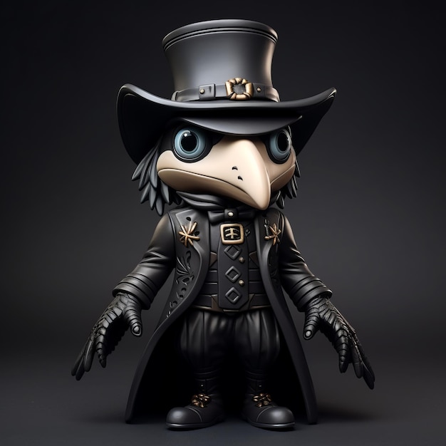 Modelo de cuervo impreso en 3d Un elegante tributo metálico a Mark Ryden