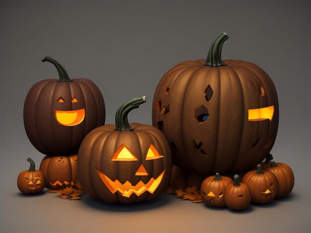 Foto modelo de abóbora de halloween 3d