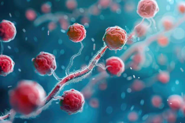 Modelo de anticorpos para o vírus da varíola dos macacos em fundo azul