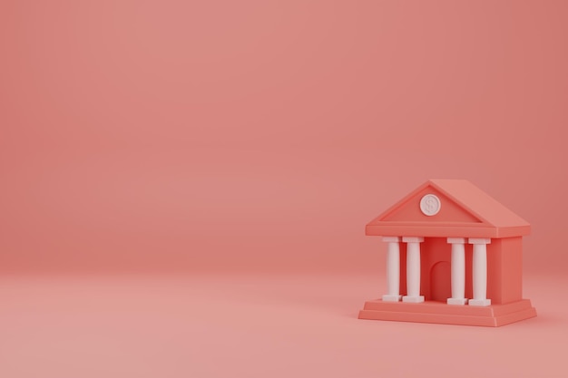 Foto modelo de banco de renderização 3d em fundo vermelho com espaço de cópia