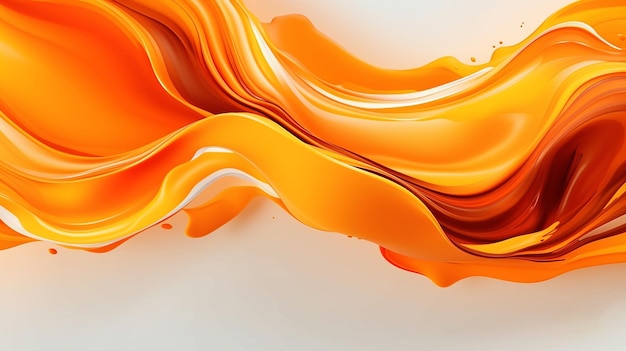 Modelo de banner com pincelada abstrata laranja 3D Generative AI