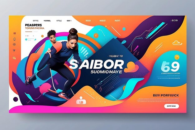 Foto modelo de banner da web de fitness banner promocional para mídia social post vector eps 10