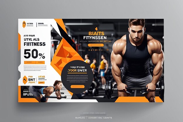 Modelo de banner da web de ginásio e fitness