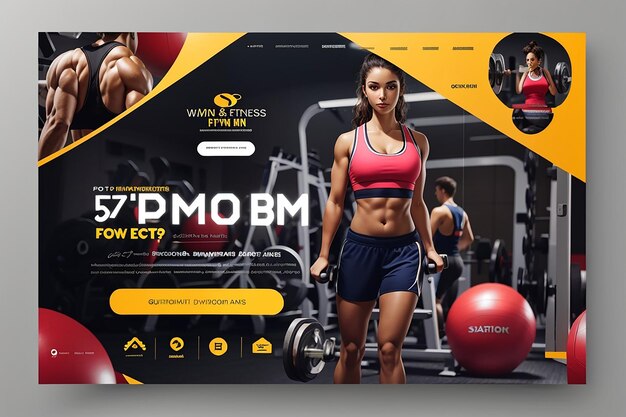 Modelo de banner da web de ginásio e fitness