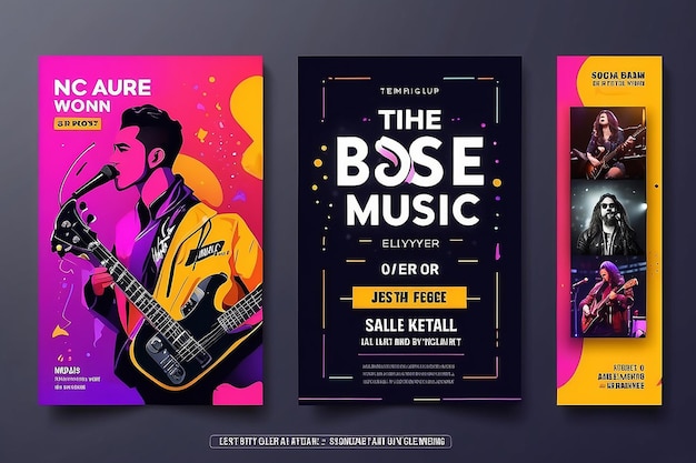 Modelo de banner de concerto de música ao vivo para flyer de postagem de mídia social e banner da web