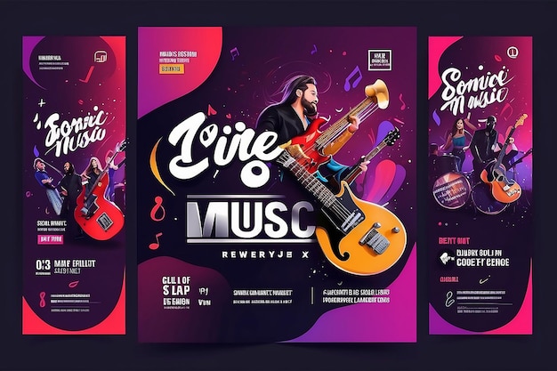 Foto modelo de banner de concerto de música ao vivo para flyer de postagem de mídia social e banner da web