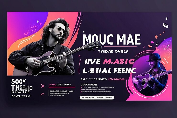 Foto modelo de banner de concerto de música ao vivo para flyer de postagem de mídia social e banner da web