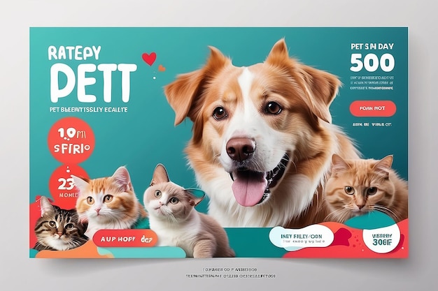 Modelo de banner de loja de animais de estimação de dia nacional Banner promocional para postagem em mídias sociais