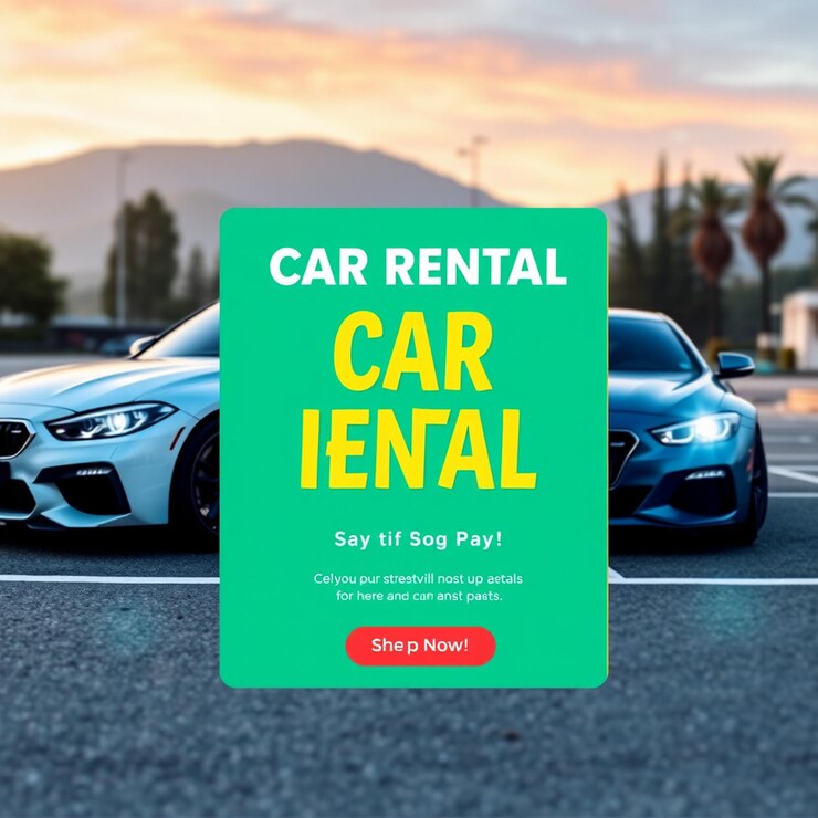 Foto modelo de banner de mídia social promocional de aluguel de carros e instagram