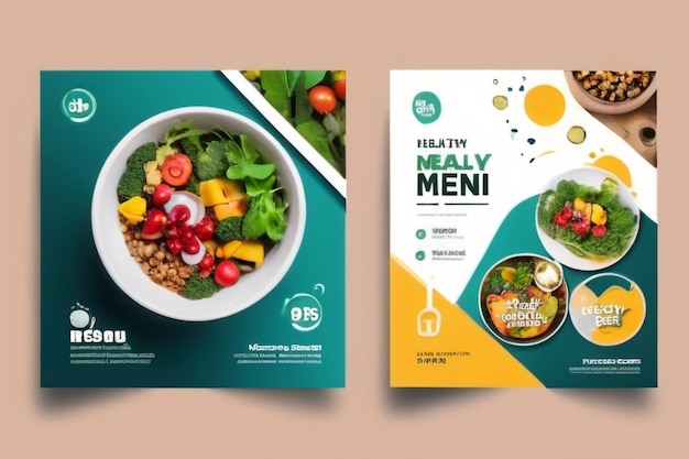 Modelo de banner de postagem no Instagram para promoção de menus saudáveis em mídias sociais