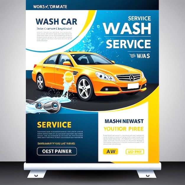 Modelo de banner de serviço de lavagem de carros vetorial